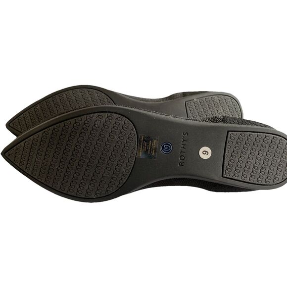 New Rothy’s Women’s The Point Flats In Black Solid Size 9W - Picture 5 of 5